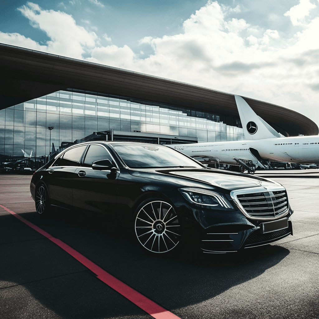 Luxury car outside airport